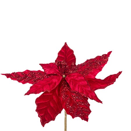 Sequined Poinsettia Red - Themed Rentals - gorgeous red poinsettias fake twin cities